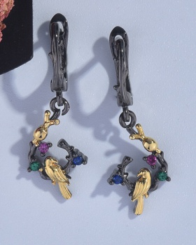 Rhinestone bird animal stud earrings