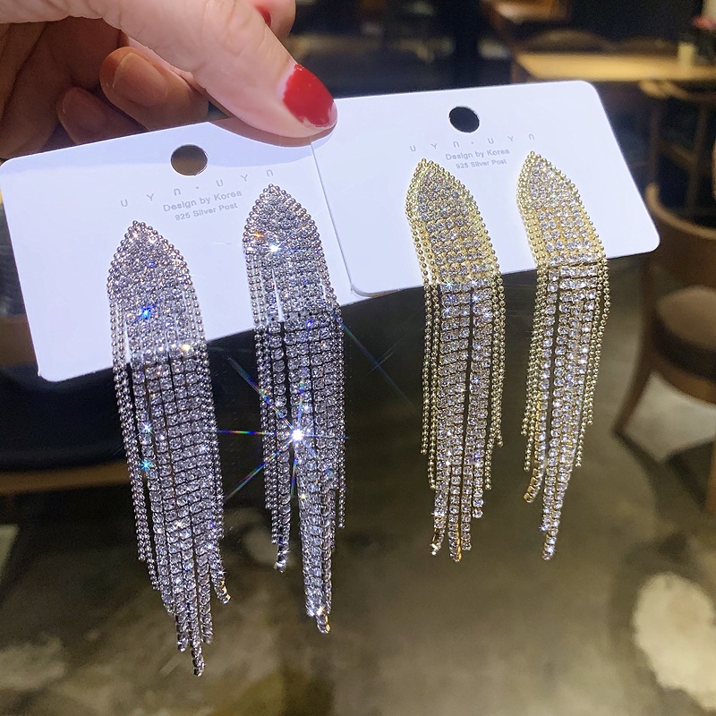 Fully-jewelled earrings tassels stud earrings for women