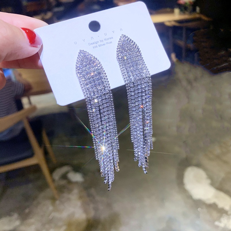 Fully-jewelled earrings tassels stud earrings for women