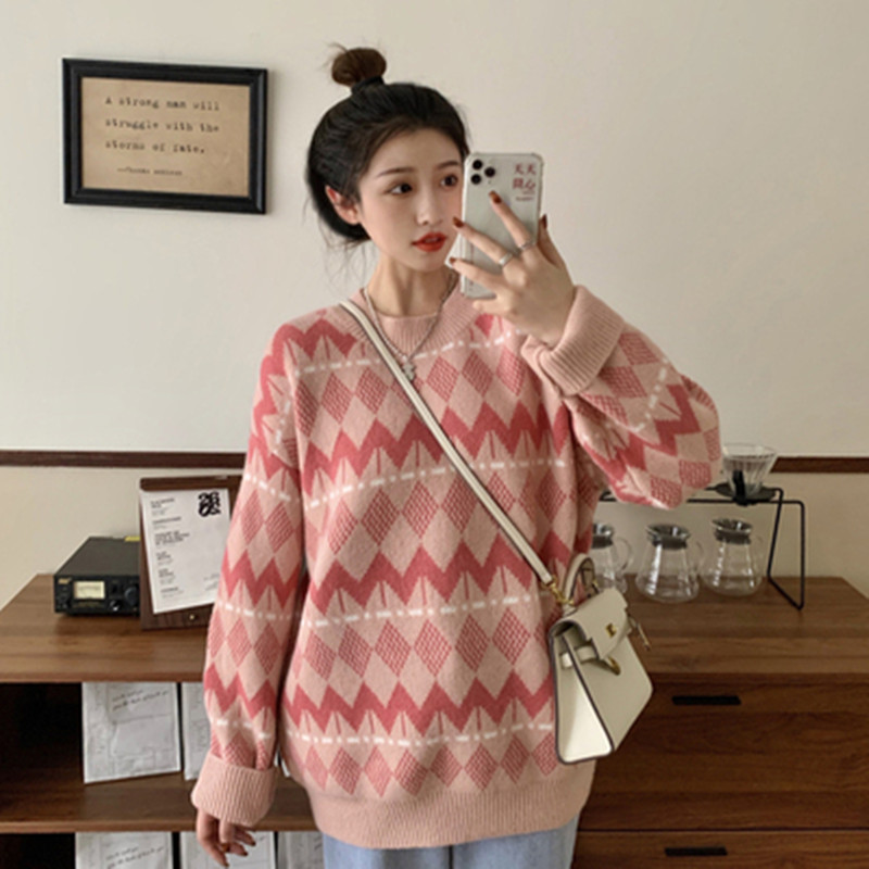 Autumn and winter round neck wears outside sweater for women