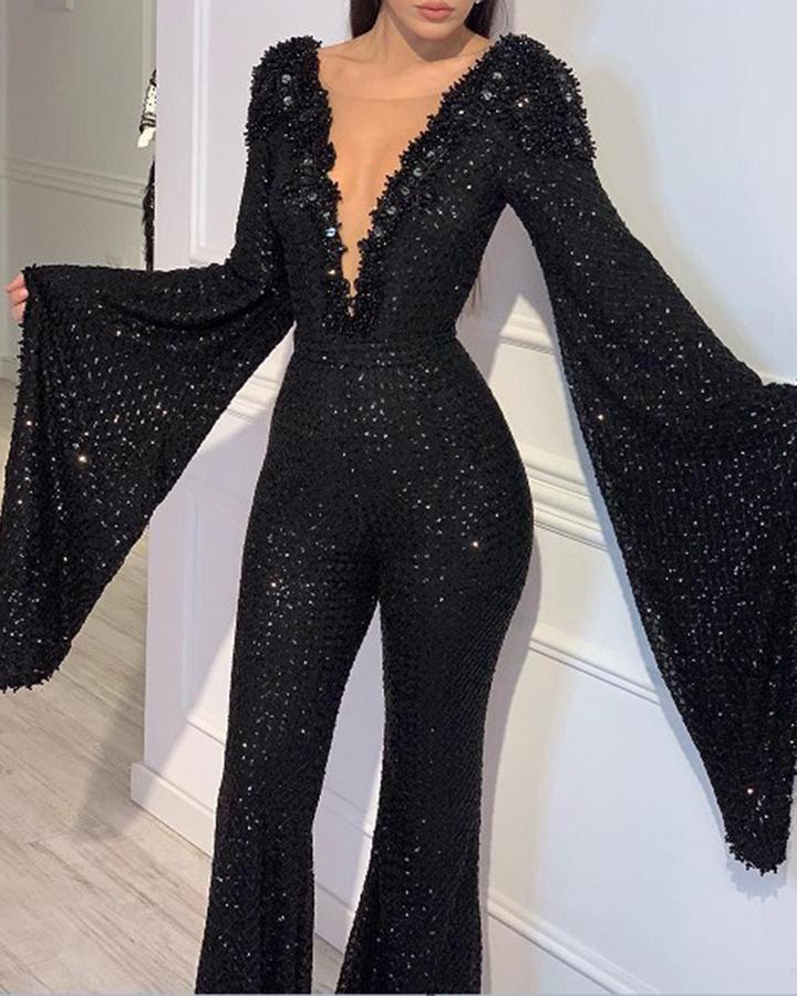 Pseudo-two tops jumpsuit for women