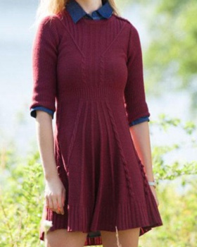 European style sweater knitted sweater dress for women