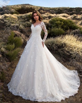 European style long sleeve formal dress lace bride dress