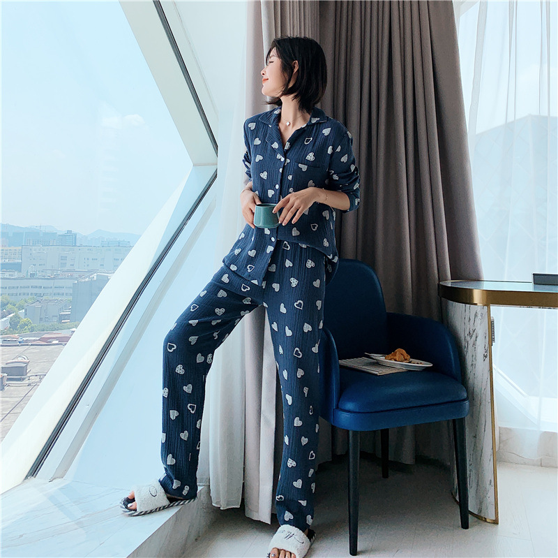 Homewear long sleeve cotton pajamas 2pcs set for women