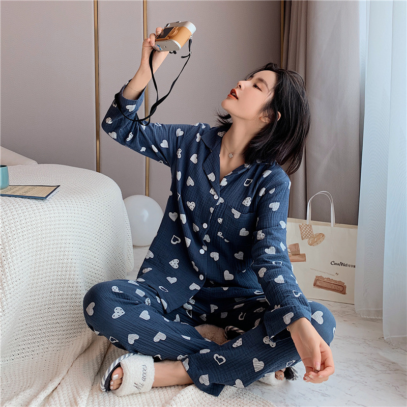 Homewear long sleeve cotton pajamas 2pcs set for women