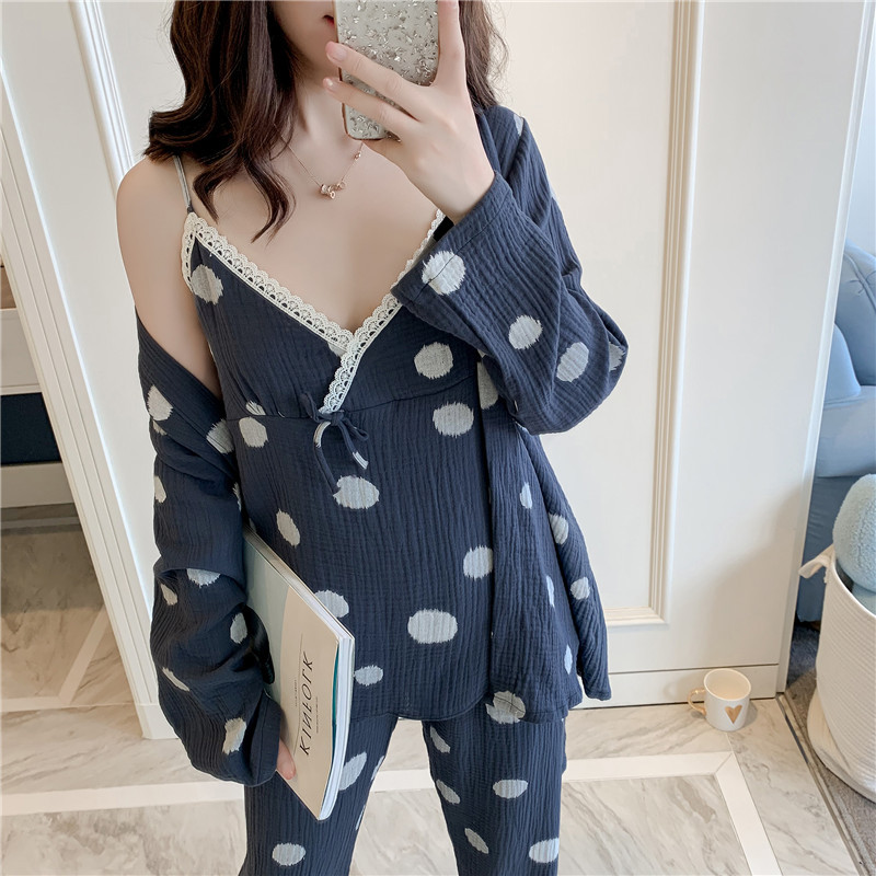 Japanese style pajamas nightgown 3pcs set for women