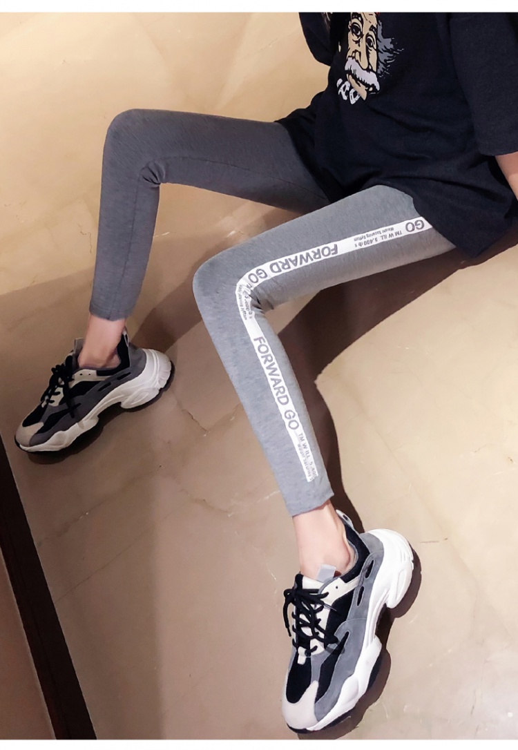 Gray pencil pants high waist yoga pants for women