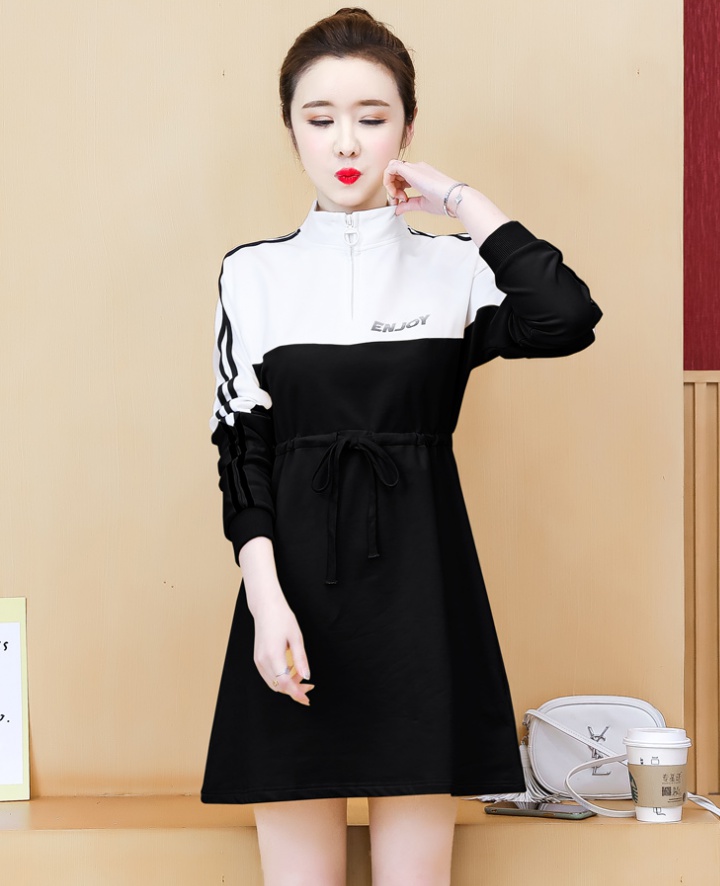 Pinched waist dress spring and autumn hoodie for women