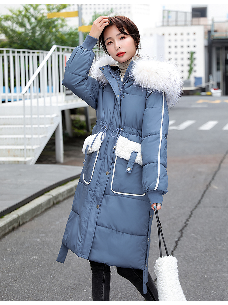 Winter loose long exceed knee thick cotton coat for women