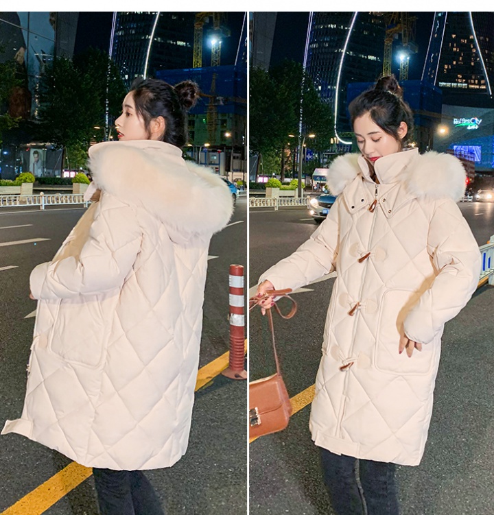 Long cotton coat large fur collar down coat for women