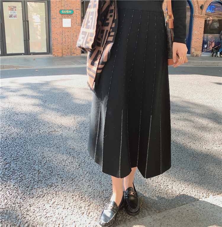 Pleated high waist long skirt long skirt for women