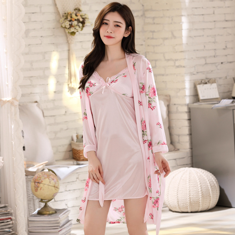 Ice silk pajamas small sling 2pcs set for women