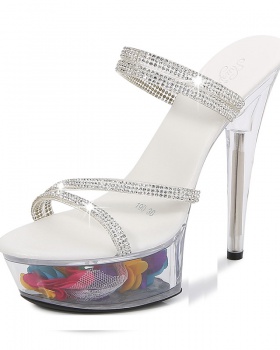 Fine-root crystal platform sexy transparent wedding shoes
