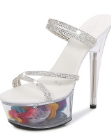 Fine-root sexy high-heeled shoes crystal transparent shoes