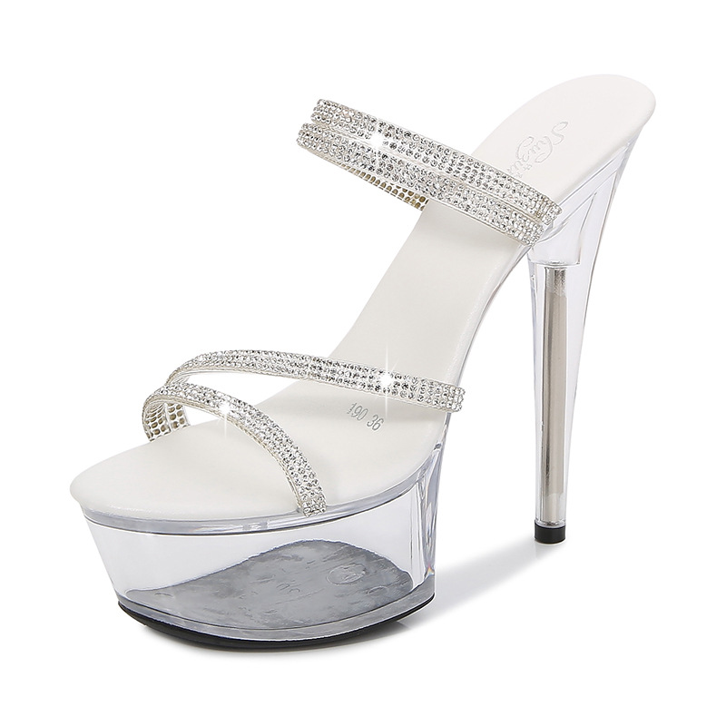 Fine-root sexy high-heeled shoes crystal transparent shoes