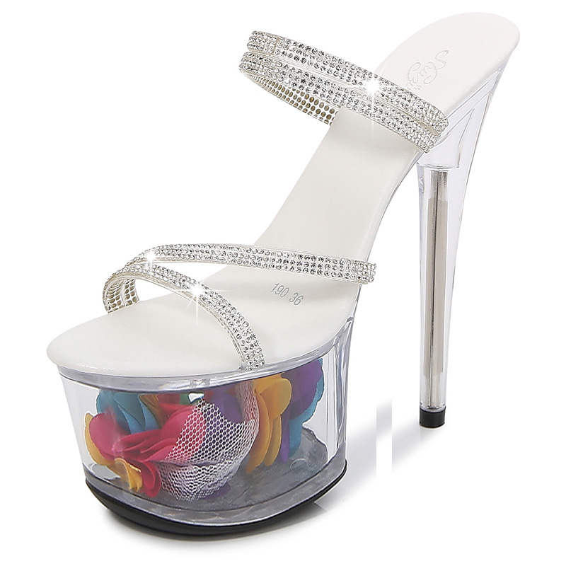 Fine-root sexy shoes transparent crystal sandals