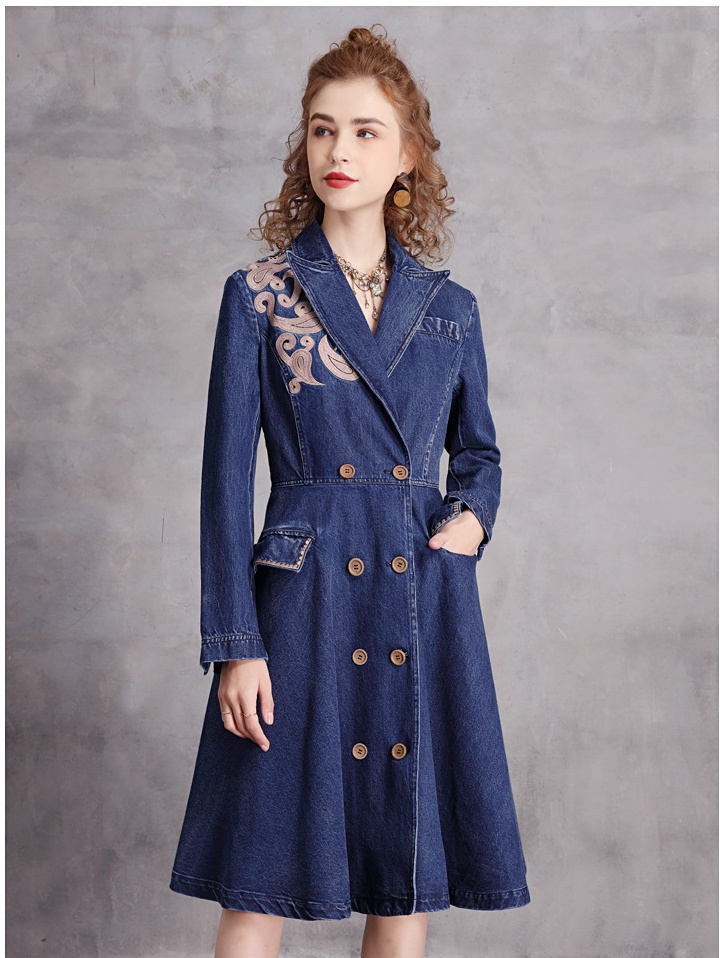 Winter thick long dress retro double-breasted windbreaker
