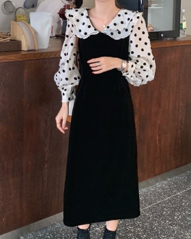 Korean style long polka dot temperament dress