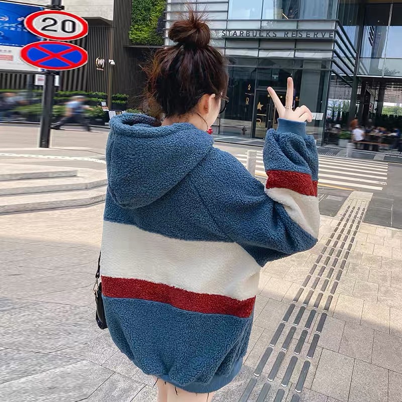 Korean style thick hoodie autumn and winter hooded coat