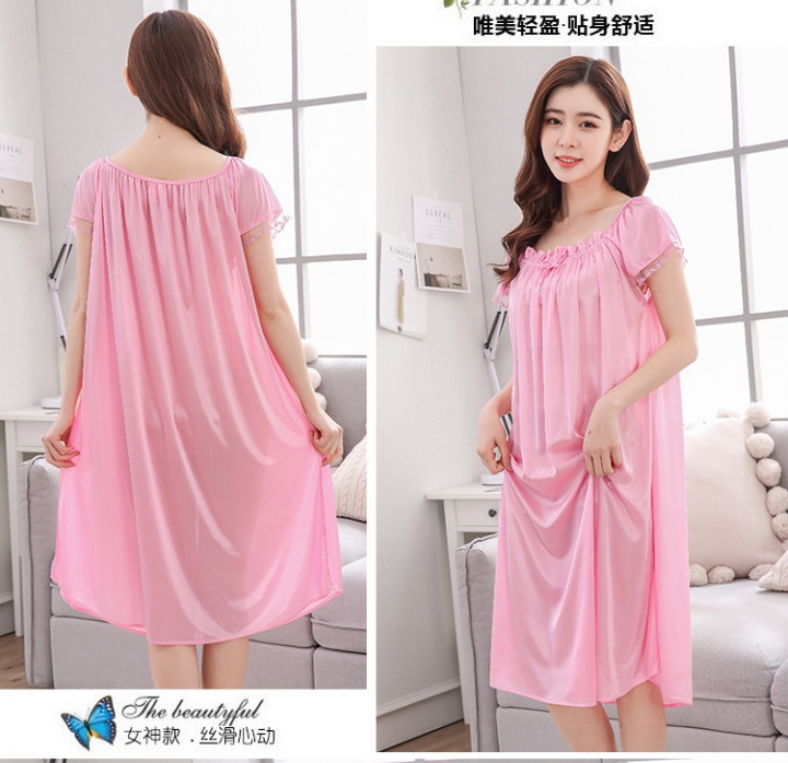 Middle-aged at home summer long conjoined night dress