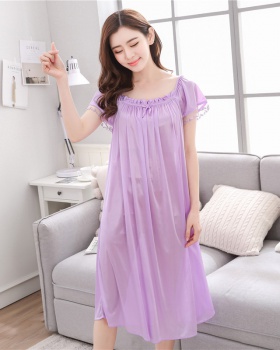 Middle-aged at home summer long conjoined night dress