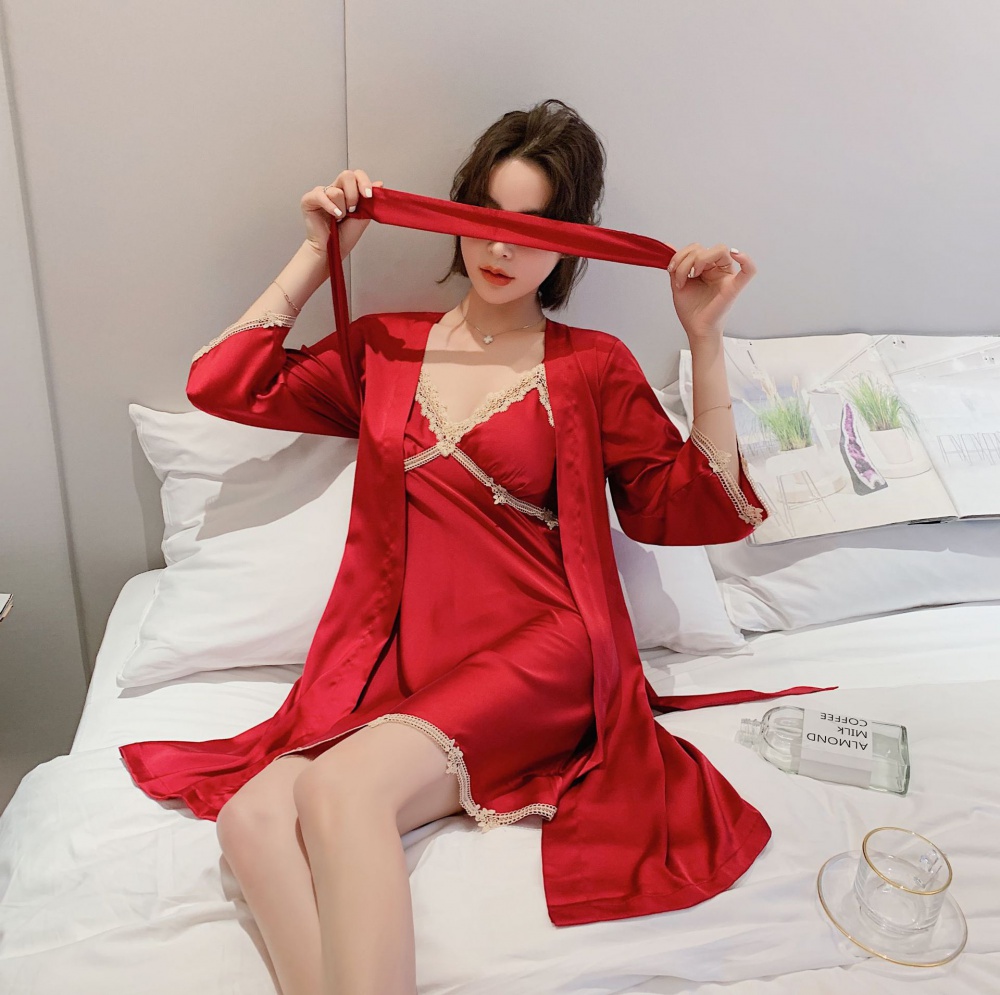 Homewear Korean style thin summer sexy sling pajamas 2pcs set