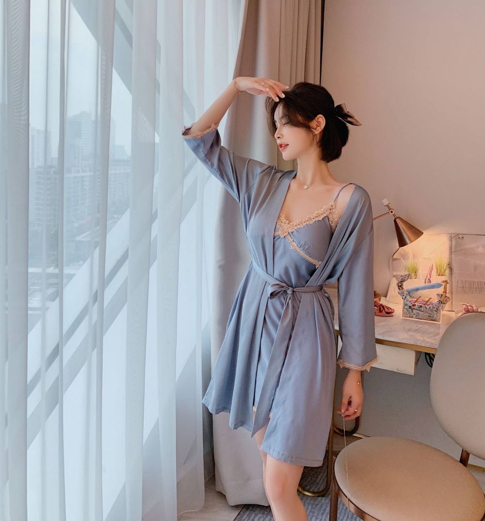 Homewear Korean style thin summer sexy sling pajamas 2pcs set