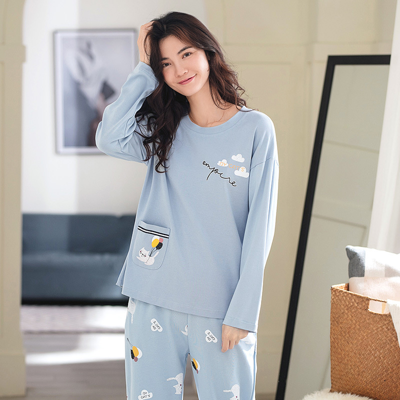 Student spring and autumn pajamas a set for women