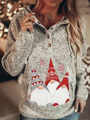Autumn and winter hooded printing christmas hoodie for women