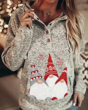 Autumn and winter hooded printing christmas hoodie for women
