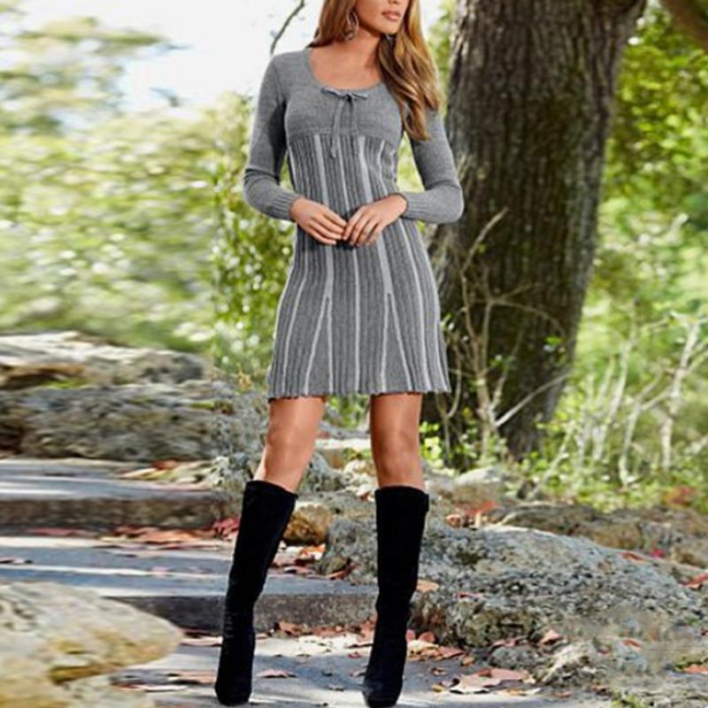 Knitted sweater loose dress for women