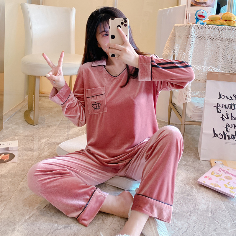 Casual at home round neck pajamas 2pcs set for women
