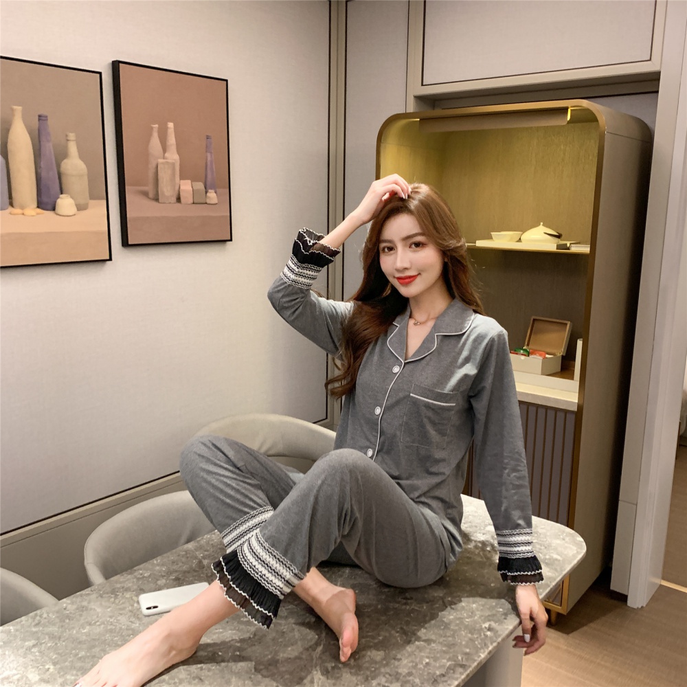Thin Casual lace spring and autumn pajamas a set for women