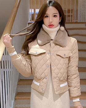 Loose large fur collar coat Korean style cotton coat