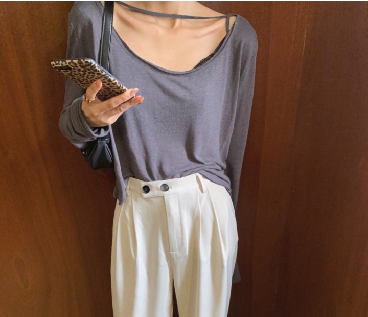Long sleeve Korean style tops slim loose T-shirt for women