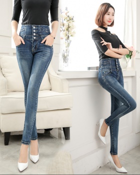 Student denim long pants autumn feet jeans for women
