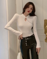 Feet retro breasted tops slim package hip leather pants a set