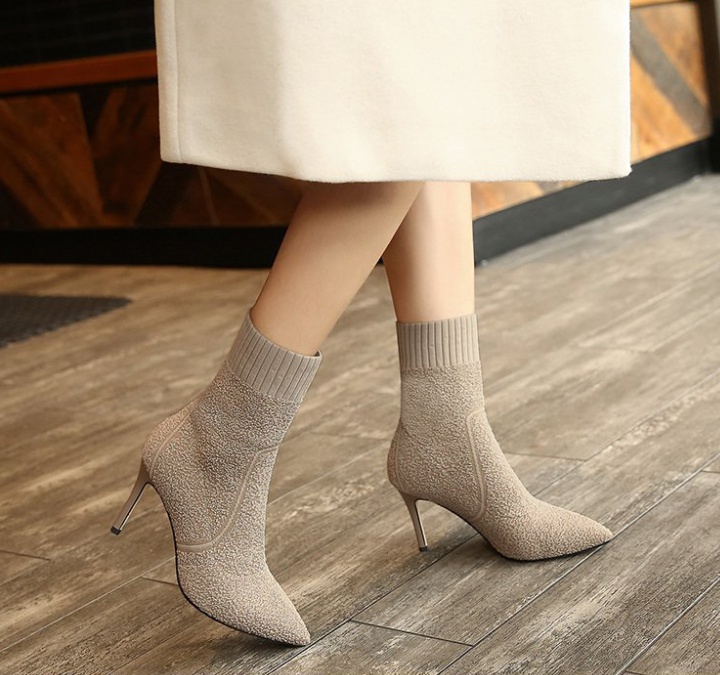 Woolen yarn pointed martin boots fine-root boots for women