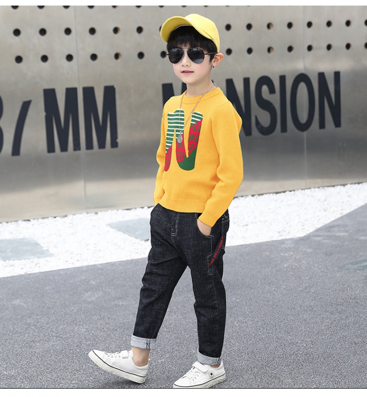 Child boy autumn sweater denim Korean style kids 2pcs set