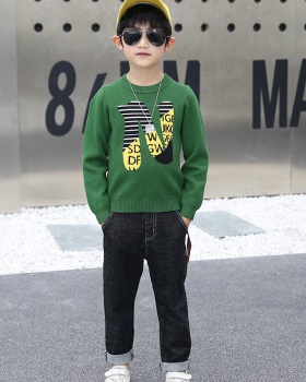 Child boy autumn sweater denim Korean style kids 2pcs set