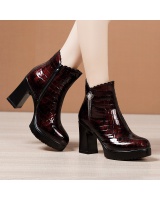 High-heeled martin boots round short boots for women