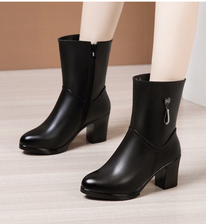 Middle-heel cotton half Boots autumn and winter shoes for women
