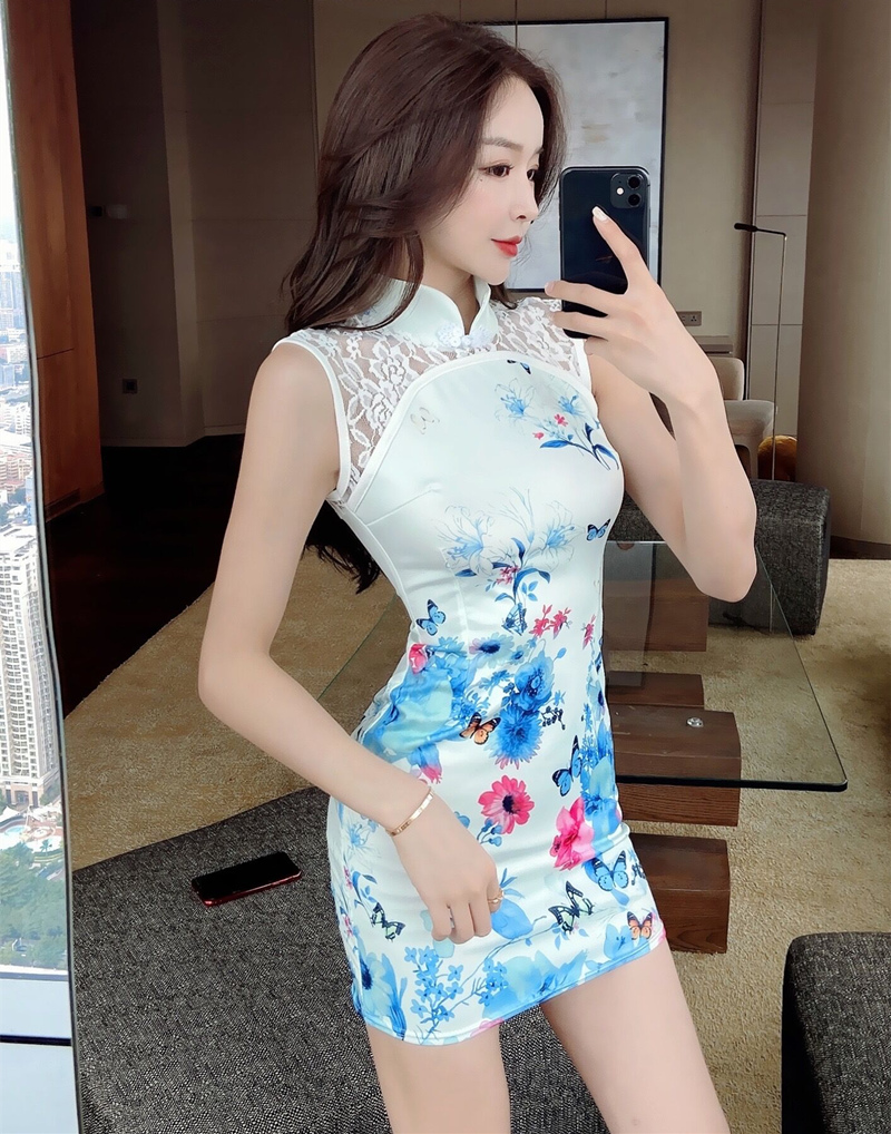 Chinese style slim maiden cheongsam temperament light sexy dress