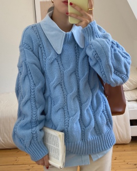 Round neck twist thick Korean style pullover lazy sweater