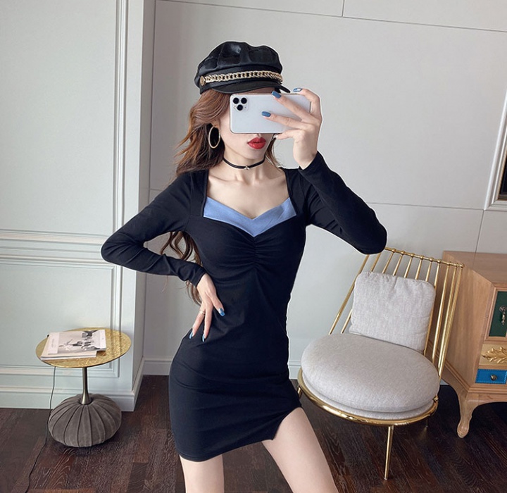Slim V-neck Korean style temperament sexy dress