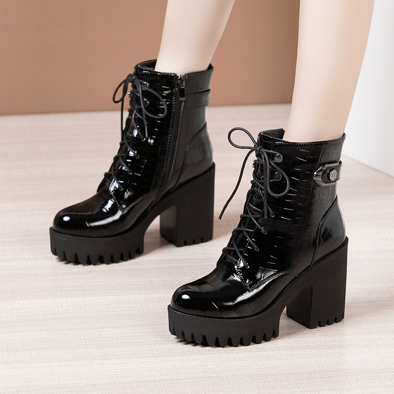 High-heeled short boots thick crust boots for women