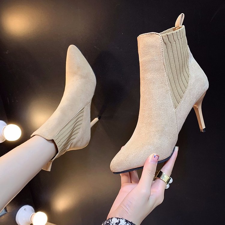 Fashion pointed short boots fine-root ankle boots