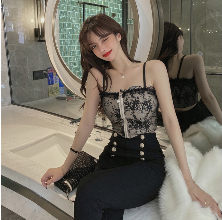 Lace France style corset wrapped chest tops for women
