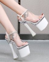 Sexy transparent platform thick lady sandals for women