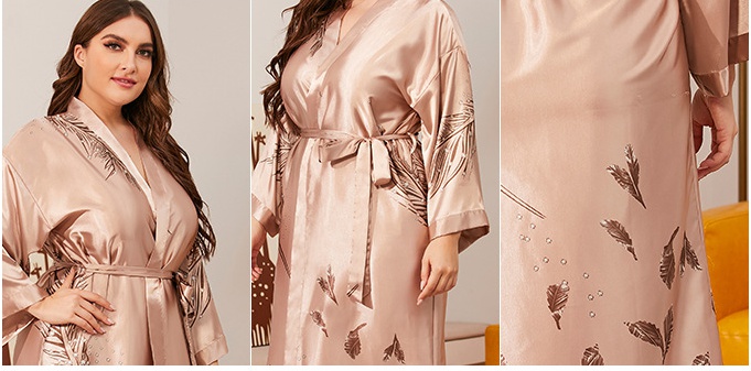 Large yard European style bathrobes silk nightgown for women